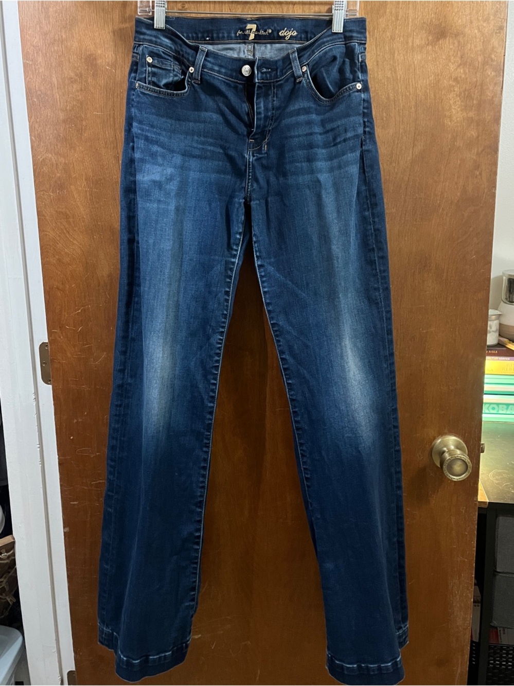 30 /  7 For All Mankind Dark Blue Flare Jeans - Picture 2 of 6
